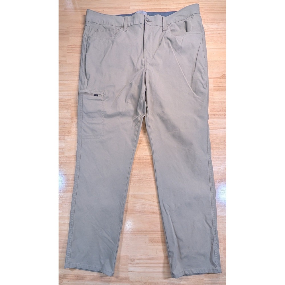 Weatherproof Vintage Mens Khaki Tech Pants Regular Fit 36x30 Nylon Stretch Cargo